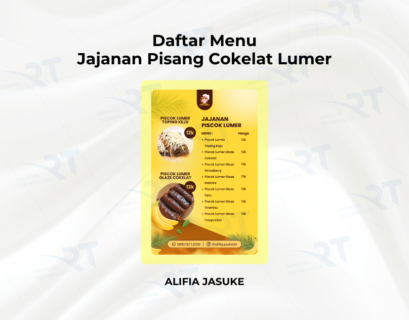 Daftar Menu Jajanan Pisang Cokelat  Lumer